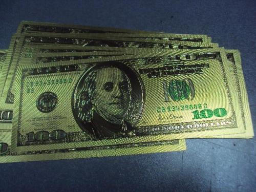 банкнота сша 100 долларов золотая 24к сувенир лот 5 шт №478