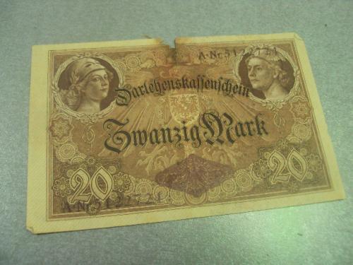 банкнота 20 марок 1914 германия №180
