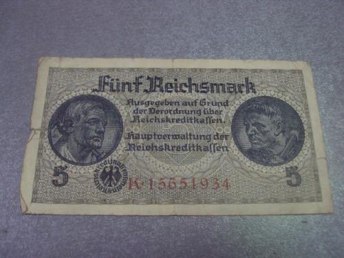 банкнота 5 марок 1939 германия №170