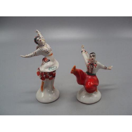 Фигура фарфор статуэтки миниатюра Барановка гопак украинский танец танцоры лот 2 шт №13749