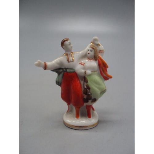 Фигура фарфор статуэтка Барановка миниатюра украинский танец танцоры высота 4,7 см №13748