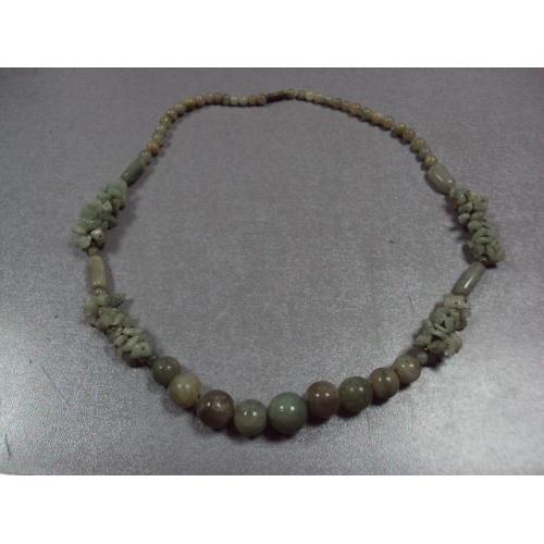 Бижутерия бусы ожерелье зеленый хризопраз натуральный камень вес 82,65 г длина 57,5 см №13084