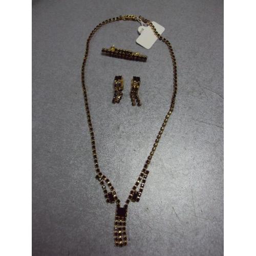 Бижутерия набор колье ожерелье, серьги клипсы и брошка брошь №11832