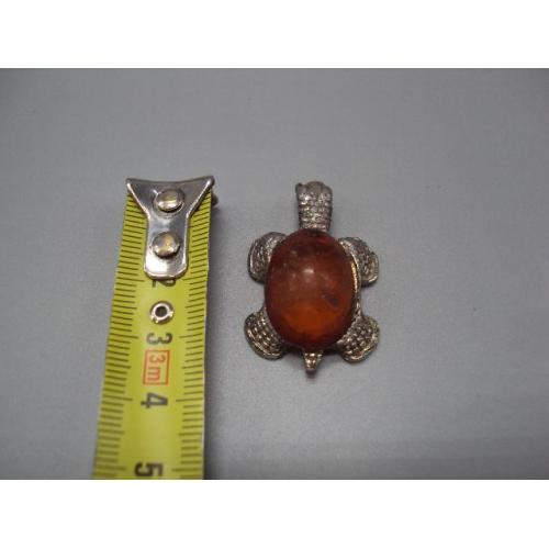 Бижутерия подвеска кулон черепаха янтарь длина 3,5 см (отломано ушко) №18643