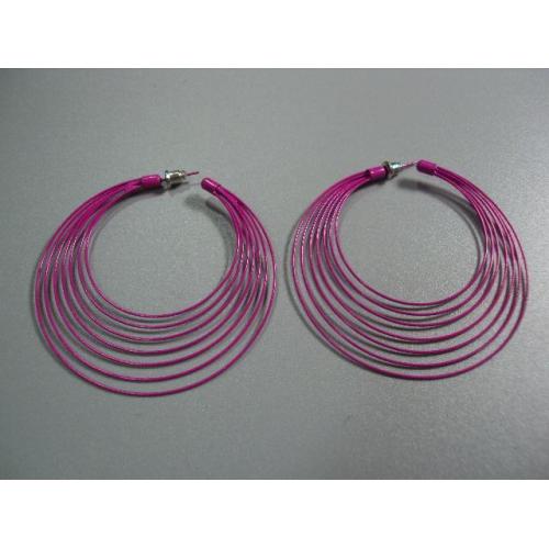 бижутерия серьги кольца розовые малиновые новые диаметр 6,3 см №5