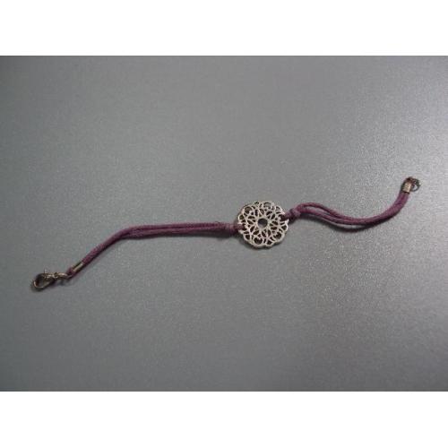 Бижутерия женский браслет цветок цветочек на шнурке б/у длина 13,5-14 см №11199