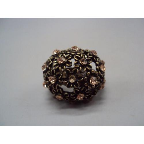 Бижутерия женское безразмерное кольцо цветы ажурное цветочки металл (нет 2 камушка) №13608