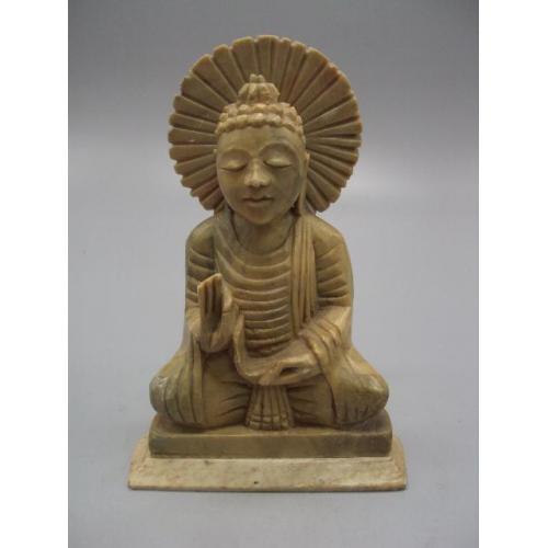 Фигура натуральный камень статуэтка сидящий Будда в позе лотоса высота 13 см вес 382 грамм (№1386)