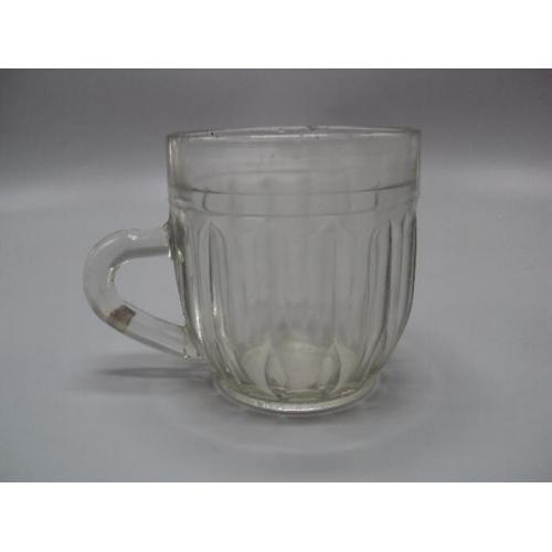 Чашка стекло кружка граненая пивной бокал АСЗ ссср 0,25 л (скол) высота 9 см, диаметр 8,3 см №18929