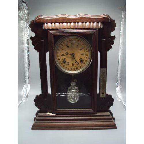 Настольные часы настенные Trade Mark Ansonia New York USA корпус дерево 36,5х46,3х16,2 см (№1422)