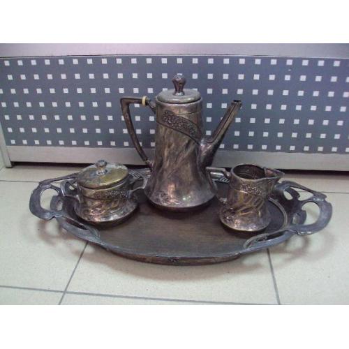 Чайный набор в стиле модерн чайник заварник, сахарница, сливочник и поднос №11415