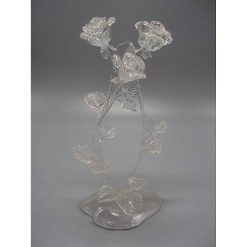 Фигура стекло статуэтка розы цветы розочки высота 16,5 см №13603