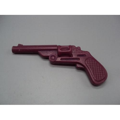 Детская игрушка бордовый пистолет кольт револьвер дутыш пластик ссср длина 20 см №15636
