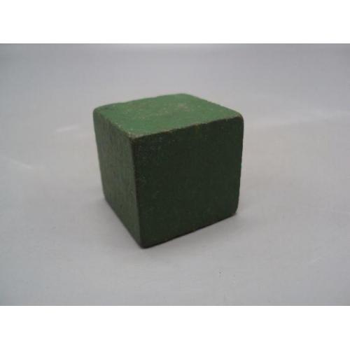 Детская игрушка кубик зеленый дерево куб ссср размер 3,5 х 3,5 см №15349