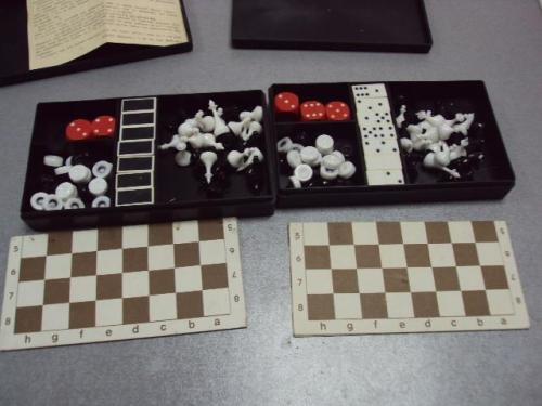 Дорожный игровой набор шахматы, домино и шашки с магнитами миниатюра 14х8 см лот 2 шт №10817