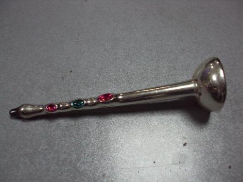 Елочная игрушка подвесная дудочка флейта 16,5 см стекло ссср редкая №10805