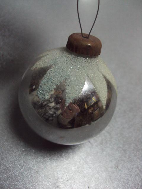 Елочная игрушка подвесная ссср шар толстостенный рождественская звезда стекло диаметр 4,5 см №10147