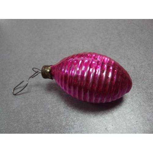 Елочная игрушка подвесная улий шишка стекло розовая ссср 6,5 см №11049