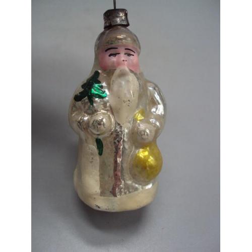 Елочная игрушка подвесная украшение Дед Мороз стекло ссср высота 7,5 см №14785