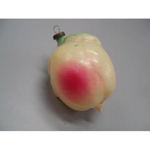 Елочная новогодняя игрушка подвесная фрукт яблоко персик ссср стекло длина 9 см №15533