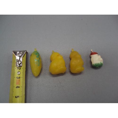 Елочные игрушки подвесные Малютка мини кукуруза, уточки и грибы пластик ссср лот 4 шт №13308