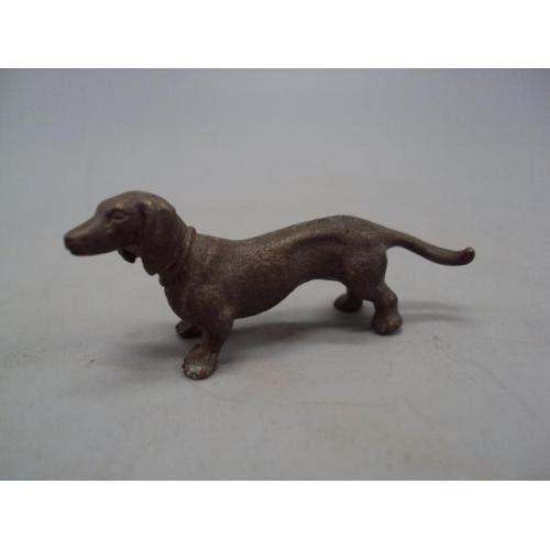 Фигура бронза миниатюра статуэтка собака Такса собачка клеймо вес 24,17 г размер 2,2х5,5 см №13856