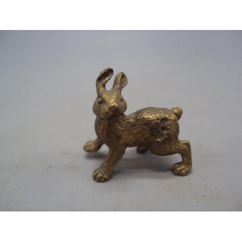 Фигура бронза миниатюра зайчик статуэтка заяц кролик вес 19,89 г высота 2,8 см №13857