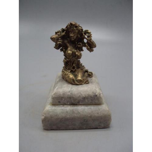 Фигура бронза на подставке камень статуэтка девушка русалка высота 8,8 см (№374) №13861