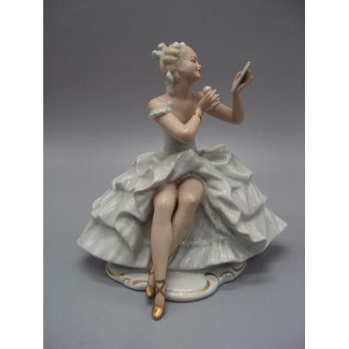 Фигура фарфор Wallendorf Германия Валлендорф балерина с зеркалом балет высота 17,5 см №62