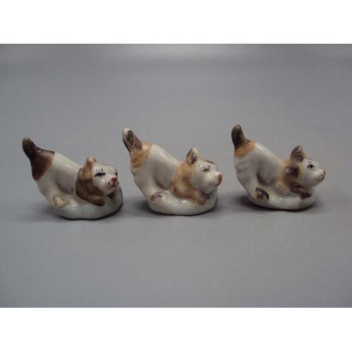 Фигура фарфор статуэтка миниатюра Городница собака или кот собачка котик лот 3 шт высота 3,6 см №90