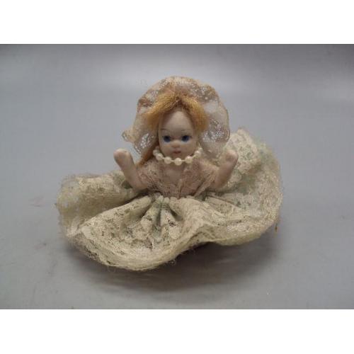 Кукла фарфор пупс девочка куколка пупсик миниатюра фигура статуэтка высота 6 см №54
