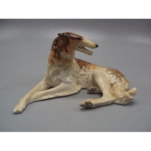 Фигура фарфор статуэтка ЛФЗ собака русская борзая собачка высота 10,5 см, длина 17,7 см №13980