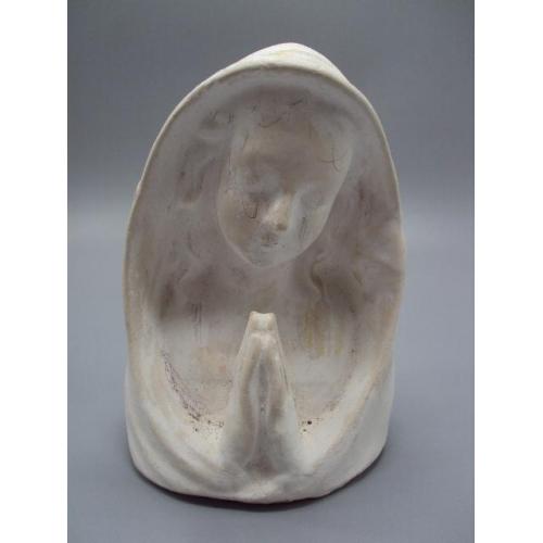 Фигура лтяжелая гипс статуэтка Божья Матерь Мария Богородица молится бюст высота 14,5 см №15606МЯ