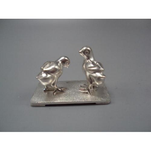 Фигура миниатюра статуэтка серебро 925 проба цыплята птички циплята вес 25,14 г 22х20х35,5мм №14169