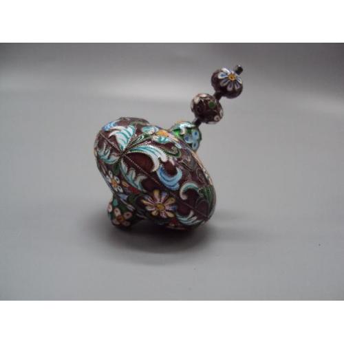 Фигура миниатюра статуэтка юла эмаль клуазоне с перегородками узор цветы клуазонне дзига №18642