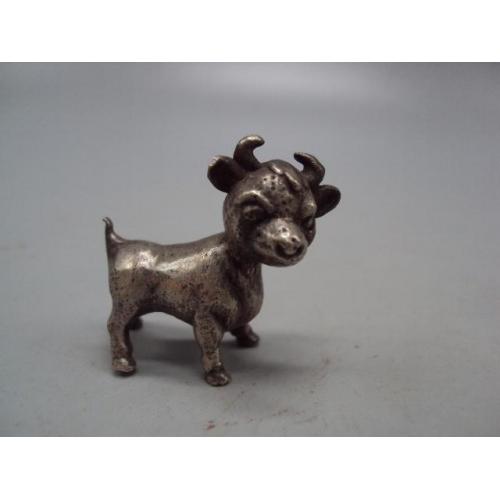 Фигура миниатюра статуэтка бык теленок бычок серебро 800 проба вес 43,02 г высота 3,5см №14435