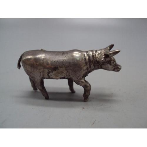 Фигура миниатюра статуэтка бык корова бычок серебро925 проба вес 37,48 г высота 2,7 см №14419