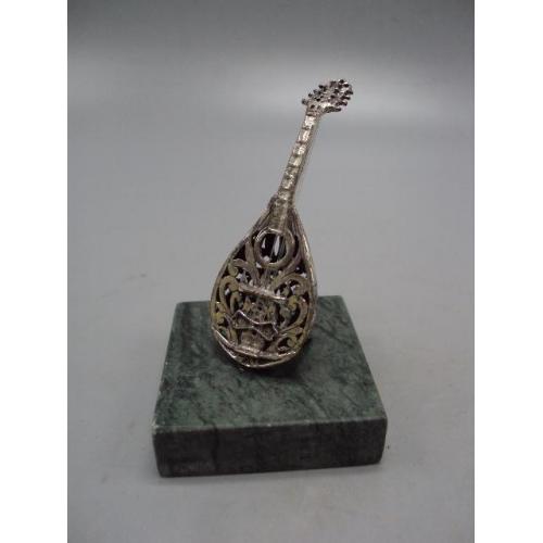 Фигура на подставке статуэтка музыкальный инструмент мандолина ажурная серебро 800проба вес 129г №17