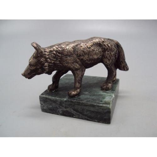 Фигура на подставке статуэтка волк серебро 925 проба вес 221 г размер 5,3х8,7х5,2х5,2 см №14274