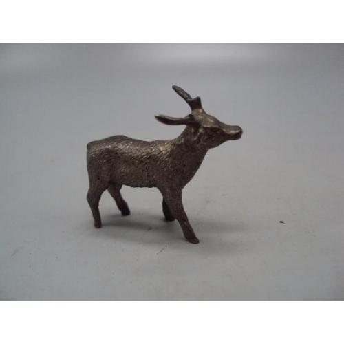 Фигура миниатюра статуэтка олень олененок серебро 925 проба вес 27,6 г высота 3,3 см №14423