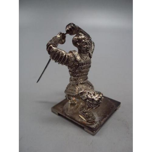 Фигура миниатюра статуэтка самурай в доспехах с мечом воин серебро 925 прооба вес 98,28 г 6 см №15