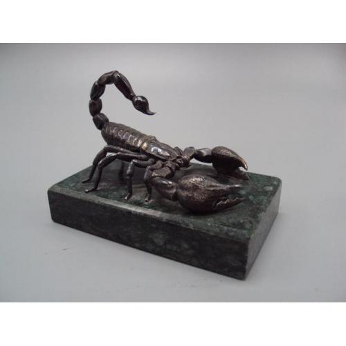 Фигура статуэтка скорпион серебро 925 проба на подставке вес 291,94 г размер 7х10х5,7 см №13217