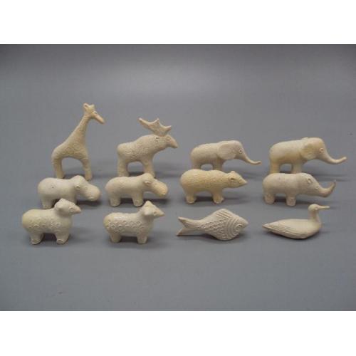 Фигурки миниатюры набор игрушки животные, рыба, птица пластик лот 12 шт №13452