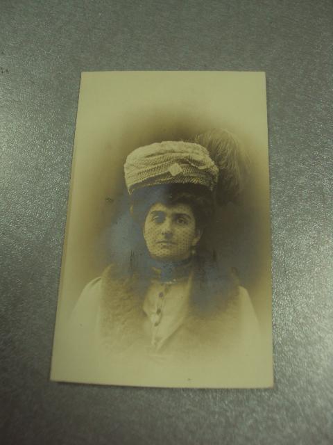 фотография портрет женщина в шляпе с вуалью 10.5х6.5 №6549