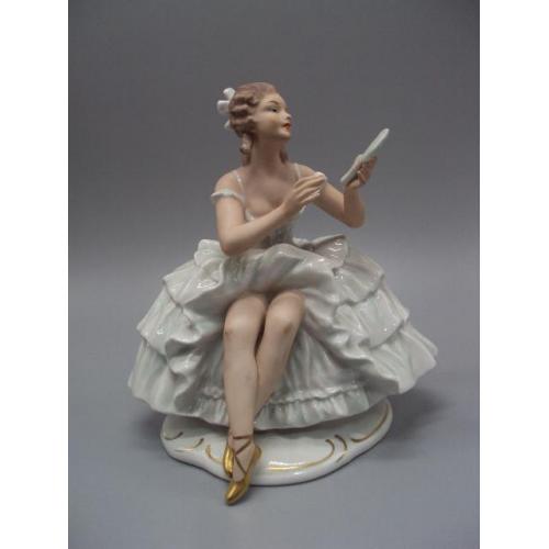 Фигура фарфор Wallendorf Германия Валлендорф балерина с зеркалом балет высота 17,5 см №13128
