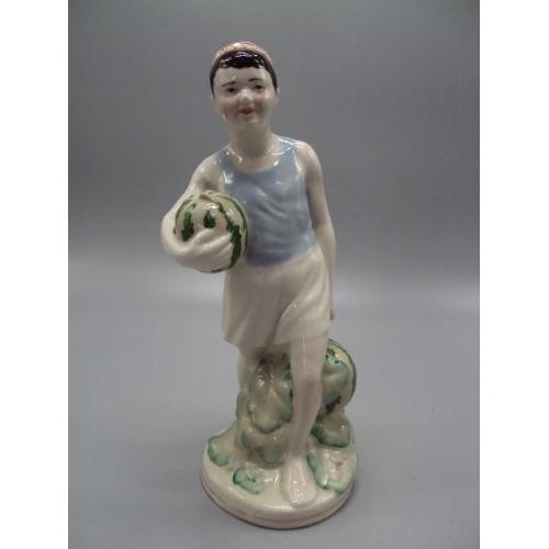Фигура фарфор статуэтка Городница мальчик с арбузами узбек несет арбузы высота 22,5 см №14453