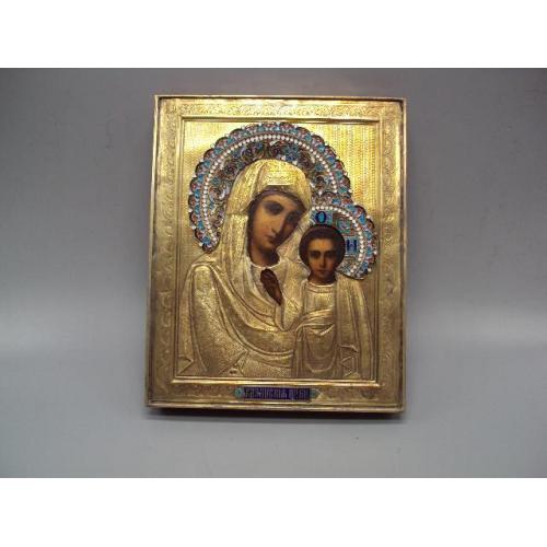 Икона Казанская пресвятая Богородица эмаль серебро 84 проба Н.Г. размер 22 х 17,9 см №11