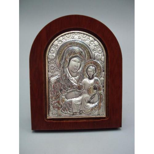 Икона Божья матерь Ерусалимская богородица иконка серебро 925 проба Laminato Ag Италия 6,7х5,5 см №9