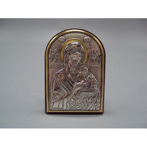 Икона Божья матерь Страстная Богородица иконка серебро 925 проба Laminato Ag Италия 5,3х3,7см №15805