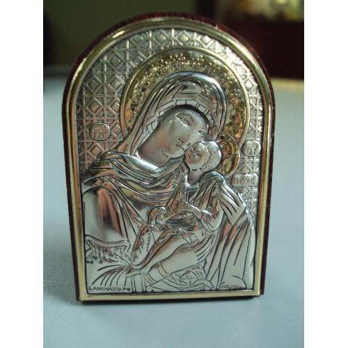 Икона Божья матерь Умиление богородица иконка серебро 925 проба Laminato Ag Италия 5,3х3,8 см №11825